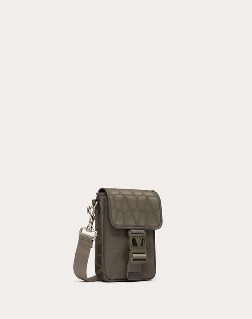 Valentino Garavani - Toile Iconographe Shoulder Bag In Technical Fabric With Leather Details - Military Green - Man - Clutches And Pouches