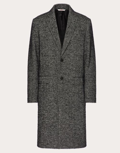 Valentino - Mantel Aus Wool Tweed Mit Durchgehendem Rockstud Spike - Grau - Mann - Mäntel & Blazer