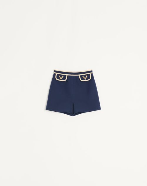 Valentino - Crepe Couture Shorts - Indigo/birch - Woman - Pants And Shorts