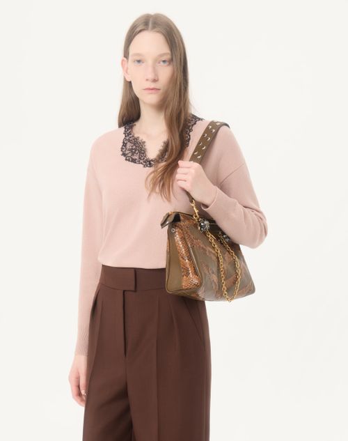 Valentino - Cashmere Jumper With Lace - Poudre - Woman - Knitwear