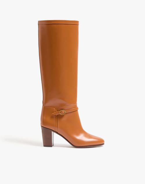 Valentino Garavani - Pattie Calfskin Boot 75mm - Roasted Pecan - Woman - Boots