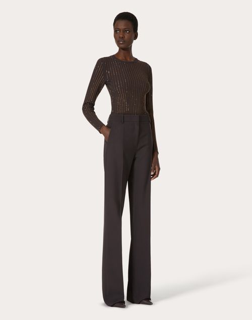 Valentino - Dry Tailoring Wool Pants - Ebony - Woman - Pants And Shorts