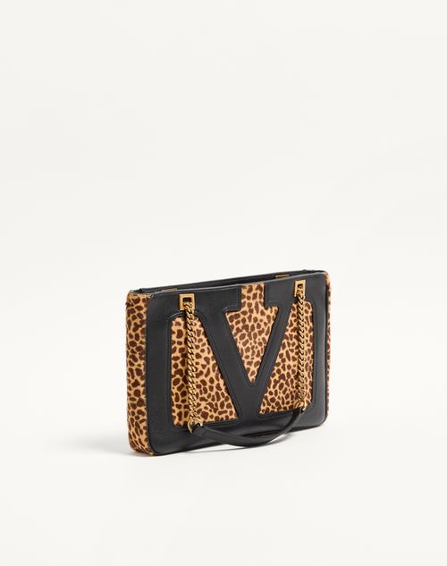 Valentino Garavani - Valentino Garavani Viva Superstar Small Shopping Bag In Pony-effect Calfskin - Animal Print - Woman - Totes