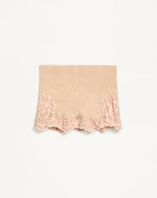 Valentino Garavani - Vlogo Signature Cashmere And Lace Headband - Alabaster - Woman - Hats And Gloves