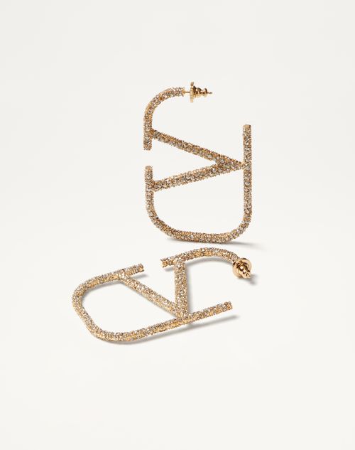 Valentino Garavani - Vlogo Signature Metal And Crystal Earrings - Gold - Woman - Small Treats