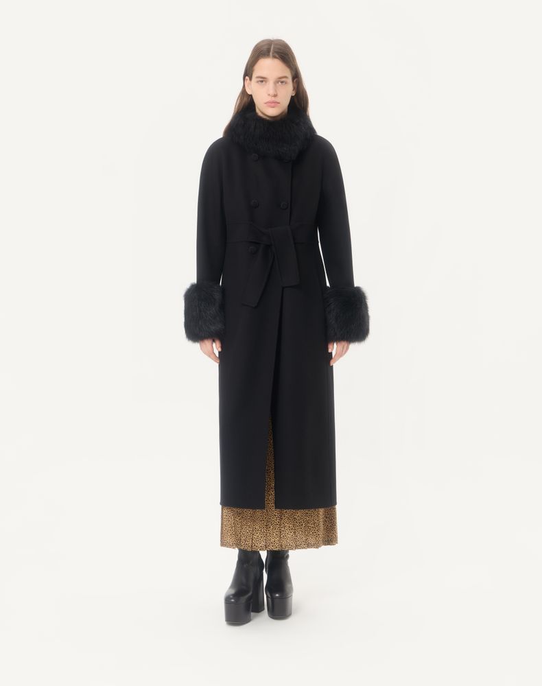 Valentino Compact Drap Coat Woman Black 48
