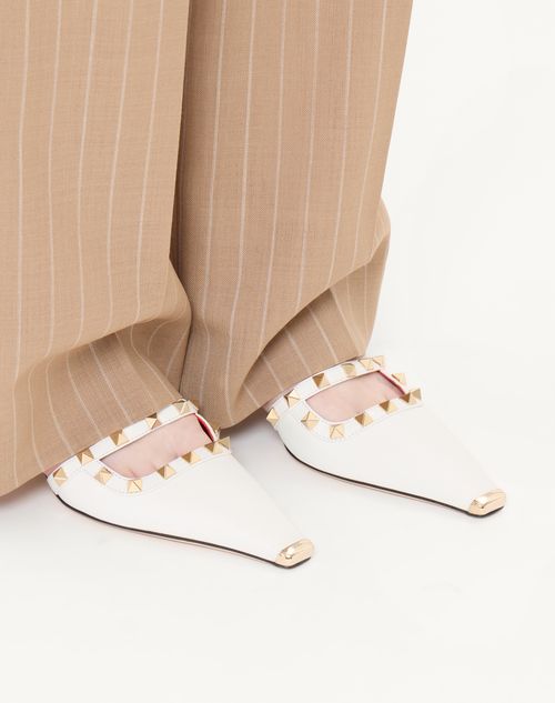 Valentino Garavani - Rockstud Court Shoes In Kid Leather 40mm - White - Woman - Pumps And Slingbacks