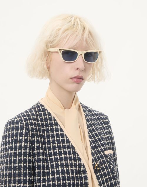 Valentino - Cat-eye Acetate Frame - Ivory/blue - Woman - Eyewear