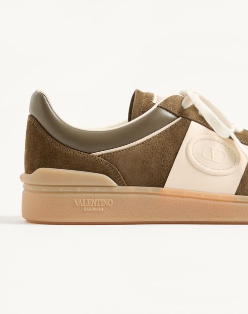 Valentino Garavani - Upvillage Low Top Trainer In Split Leather And Calfskin Nappa Leather - Military Green/ivory - Man - Sneakers