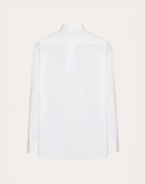 Valentino - Cotton Poplin Shirt With Embroidered Butterfly - White - Man - Shirts