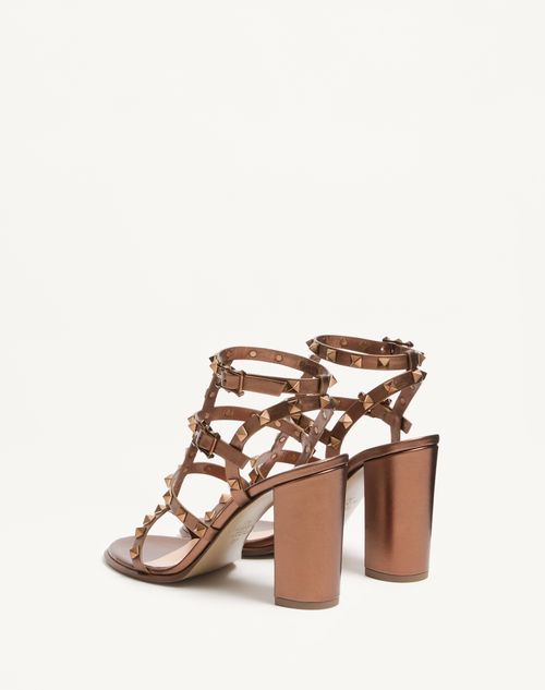 Rockstud Metallic Calfskin Leather Ankle Strap Sandal 90 Mm Rockstud Metallic Calfskin Leather Ankle Strap Sandal 90 Mm
