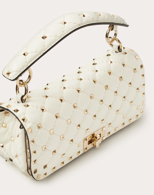 Rockstud Spike Calfskin Shoulder Bag for Woman in Ivory | Valentino US