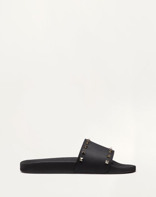 Valentino Garavani - Claquettes Rockstud En Caoutchouc - Noir - Homme - Sandales