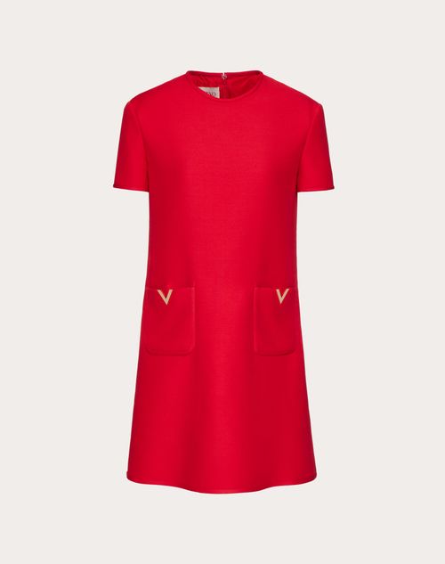 Valentino - Abito Corto In Crepe Couture - Rosso - Donna - Abiti