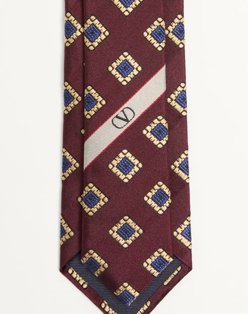 Valentino Garavani - Valentie Patterned Tie In Silk, Wool, And Jacquard - Bordeaux/multicolour - Man - Ties