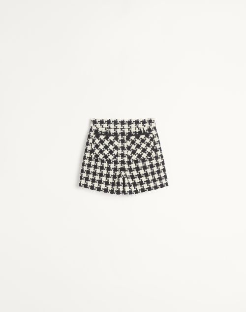 Valentino - Short En Damier Light Tweed - Ivoire/noir - Femme - Shorts Et Pantalons