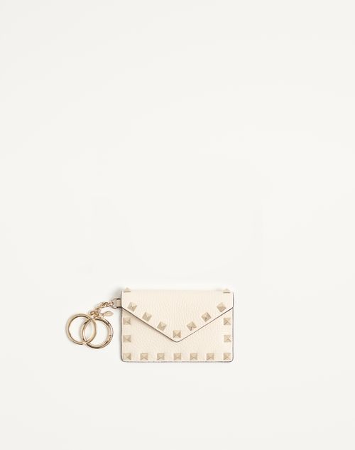 Valentino Garavani - Valentino Garavani Rockstud Charm In Grainy Calfskin - Ivory - Woman - Wallets And Small Leather Goods