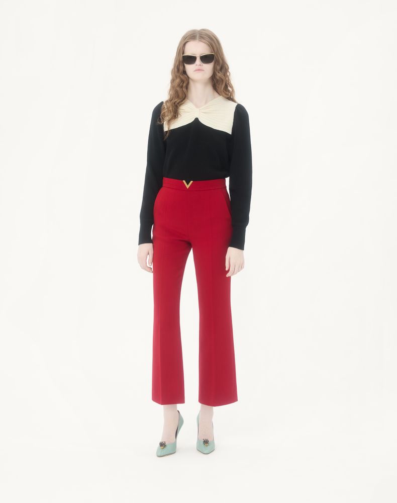Valentino Wool Crepe Trousers Woman Red 44