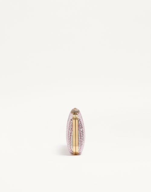 Valentino Garavani - Valentino Garavani Carry Secrets Minaudiere With Le Chat De La Maison Rhinestone Motif - Pink - Woman - Clutches