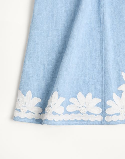 Valentino - Embroidered Denim Midi Skirt - Denim - Woman - Denim