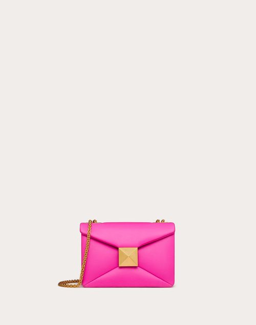 One Stud Leather Shoulder Bag in Pink - Valentino Garavani