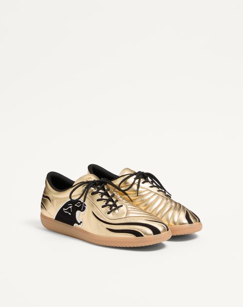 Valentino Garavani - Kicky Sneaker In Laminated Nappa - Antique Brass - Man - Shelf - M Shoes - Kicky