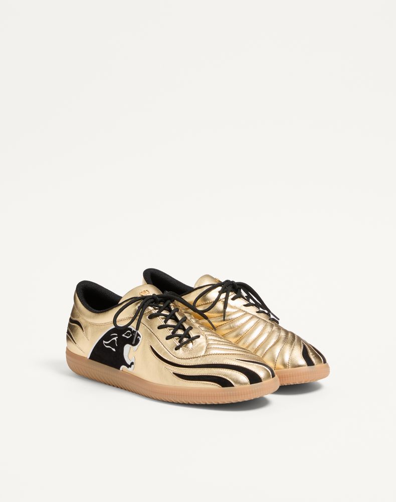 Valentino Garavani Kicky Laminated Nappa Trainer Man Antique Brass 46