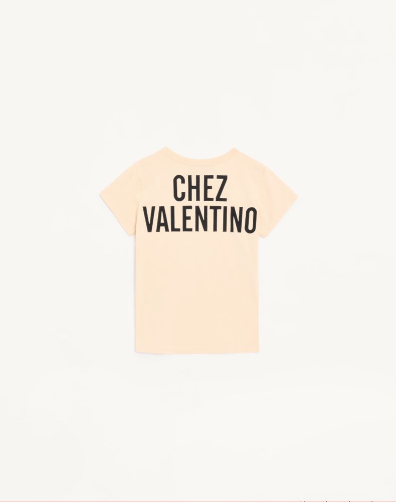 Valentino Printed Cotton T-Shirt Woman Birch/Black Xs