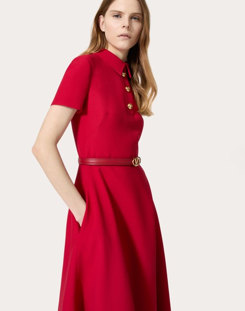 Crepe Couture Midi Dress for Woman in Red | Valentino US