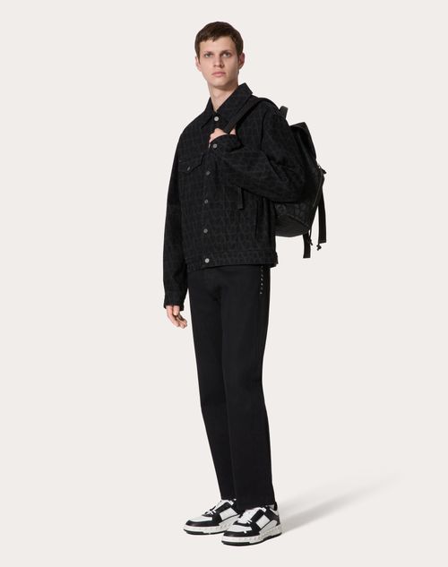 Valentino - Denim Jacket With Toile Iconographe Print - Black - Man - Ready To Wear