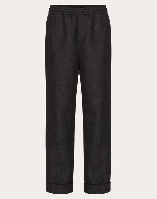 Valentino - Pantalón De Pijama De Wool Tweed - Negro - Hombre - Ropa