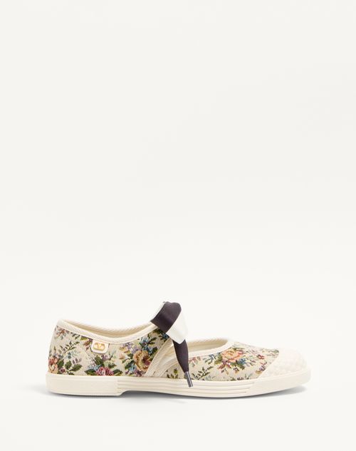 Valentino Garavani - Bay By Bay Ballerina Sneakers In Papier Floral Jacquard Fabric - Beige/multicolor - Woman - Sneakers