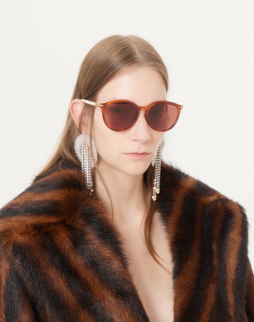 Valentino - ラウンド アセテート アイウェア - アイボリー/ブラック/ブラウン - ユニセックス - アイウェア