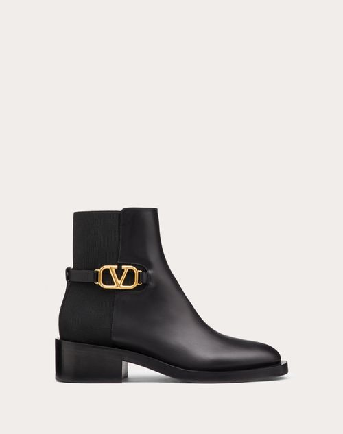 Valentino Garavani - 송아지 가죽 브이로고 시그니처 앵클 부츠 30mm - 블랙 - 여성 - Boots&booties - Shoes