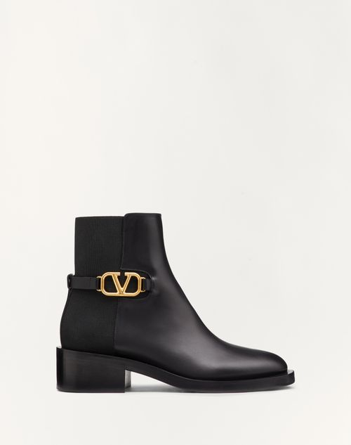 Valentino Garavani - Botines Vlogo Signature De Piel De Becerro Con Tacón De 30 mm - Negro - Mujer - Botas