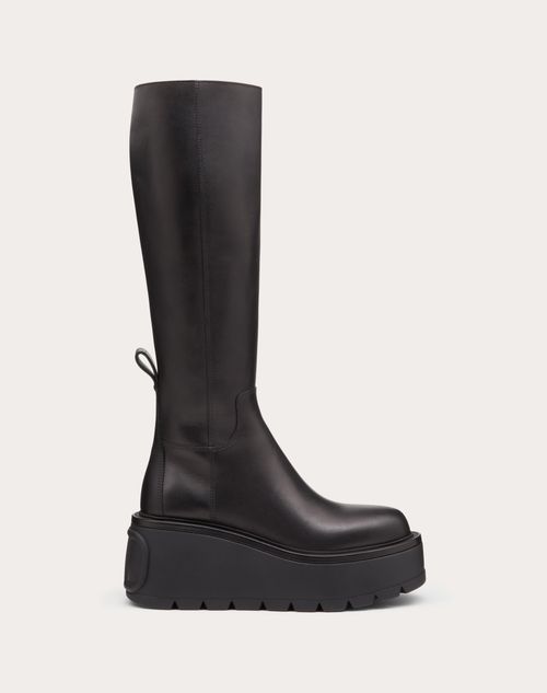 Valentino Garavani - Uniqueform Calfskin Boot 85 Mm - Black - Woman - Boots&booties - Shoes