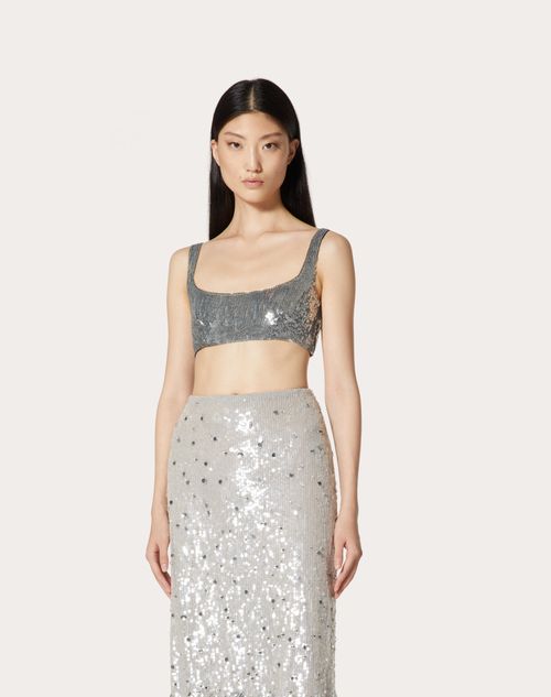 Bralette with sequins - Silver-coloured - Ladies