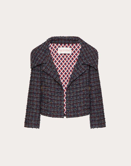 Valentino - Cotton Color Tweed Jacket - Navy/multicolor - Woman - Jackets