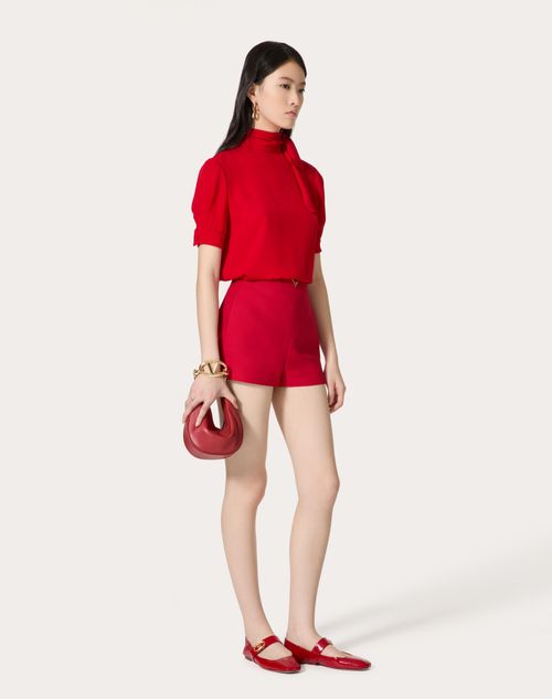 Valentino - Shorts In Crepe Couture - Rosso - Donna - Pantaloni E Shorts