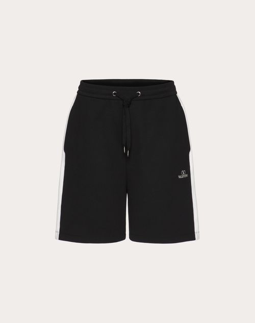 Valentino - Bermuda En Coton Technique Avec Imprimé Vlogo Valentino - Noir - Homme - Shorts Et Pantalons