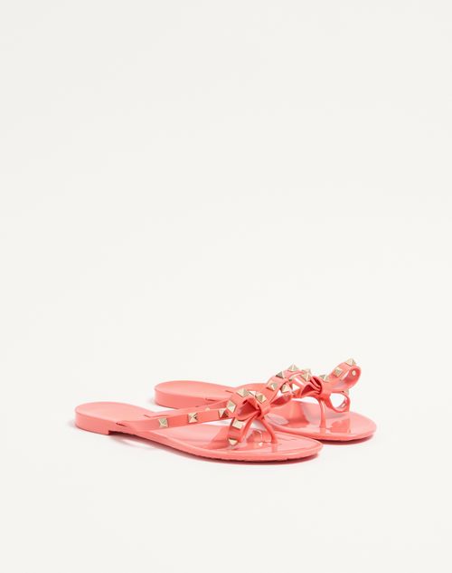 Valentino Garavani - Rockstud Rubber Slipper - Coral - Woman - Slides And Thongs