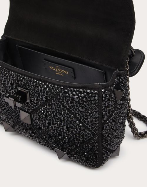 Valentino Garavani, Roman Stud Small Leather Shoulder Bag, Women, Black, Embellished, Unisize, Shoulder Bags