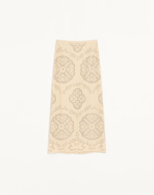 Valentino - Midi Skirt In Floral Stamp Blanket - Ecru/silver - Woman - Skirts
