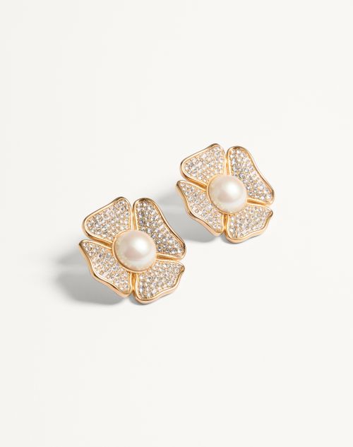 Valentino Garavani - San Fin Metal Earrings With Swarovski® Crystals And Pearls - Gold - Woman - Fashion Jewelry