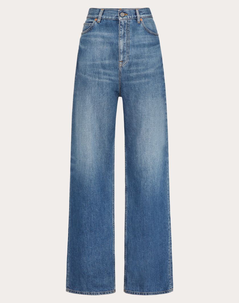 Valentino Handbags Pantaloni In Medium Blue Denim per Donna in Denim | Valentino IT