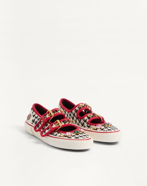 Valentino Garavani - Dollyboard Mary-jane Ballerina Sneaker In Houndstooth Fabric - Multicolor - Woman - Sneakers