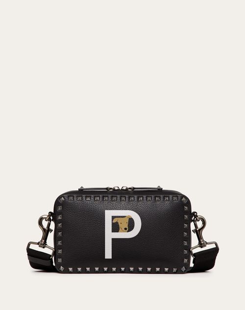 Valentino Garavani - Valentino Garavani Rockstud Pet Crossbody Bag - Black/white - Man - Rockstud Pet - Bags