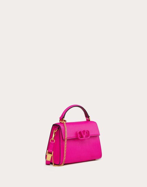 Valentino Garavani - Mini Vsling Grainy Calfskin Handbag - Pink Pp - Woman - Top Handle Bags