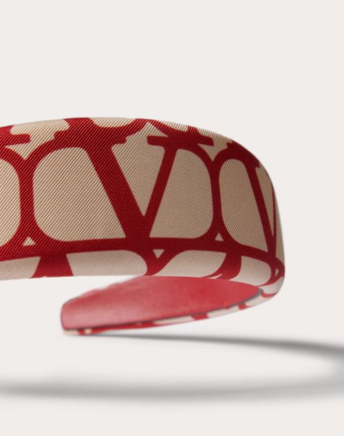 Valentino Garavani - Toile Iconographe Silk Headband - Beige/red - Woman - All About Logo