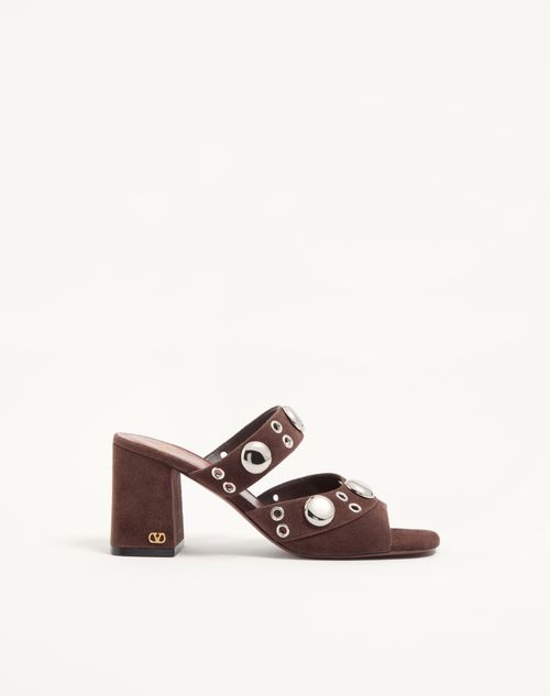 Valentino Garavani - Nellcôte Slide Sandal In Split Leather 75mm - Brown - Woman - Sandals